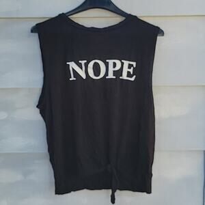 Dirtee Laundry tie waist sleeveless tee NOPE small